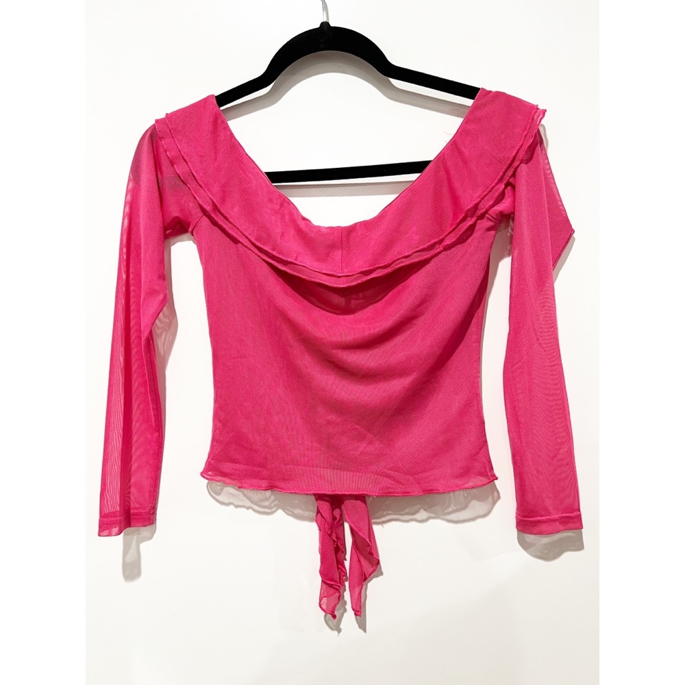 I.AM.GIA Pink Off-Shoulder Mesh Top - Picture 5 of 5